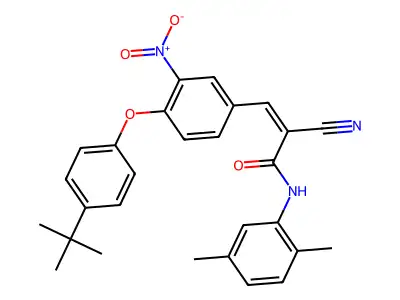 3-[4-(4-tert-butylphenoxy)-3-nitrophenyl]-2-cyano-N-(2,5-dimethylphenyl)prop-2-enamide structure
