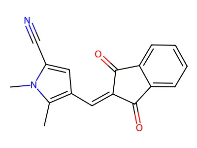 4-[(1,3-Dioxoinden-2-ylidene)methyl]-1,5-dimethylpyrrole-2-carbonitrile structure