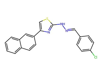 N-[(4-chlorophenyl)methylideneamino]-4-naphthalen-2-yl-1,3-thiazol-2-amine structure