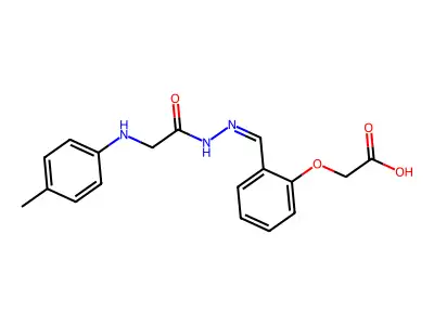 2-[2-[(Z)-[[2-(4-methylanilino)acetyl]hydrazinylidene]methyl]phenoxy]acetic acid structure