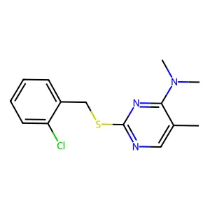 4-Pyrimidinamine, 2-(((2-chlorophenyl)methyl)thio)-N,N,5-trimethyl- structure