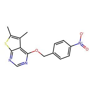 5,6-Dimethyl-4-[(4-nitrophenyl)methoxy]thieno[2,3-d]pyrimidine structure