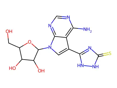 5-[4-amino-7-[3,4-dihydroxy-5-(hydroxymethyl)oxolan-2-yl]pyrrolo[2,3-d]pyrimidin-5-yl]-1,2-dihydro-1,2,4-triazole-3-thione structure