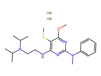 2,4-Pyrimidinediamine, N(sup 4)-(2-(bis(1-methylethyl)amino)ethyl)-6-methoxy-N(sup 2)-methyl-5-(methylthio)-N(sup 2)-phenyl-, dihydrobromide structure
