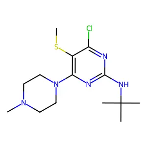 Pyrimidine, 4-chloro-2-(tert-butylamino)-6-(4-methylpiperazino)-5-methylthio- structure