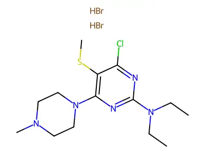 Pyrimidine, 4-chloro-2-(diethylamino)-6-(4-methyl-1-piperazinyl)-5-(methylthio)-, dihydrobromide structure