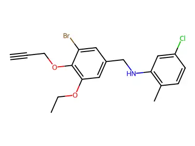 N-[3-bromo-5-ethoxy-4-(prop-2-yn-1-yloxy)benzyl]-5-chloro-2-methylaniline structure