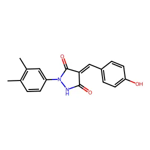 (4Z)-1-(3,4-dimethylphenyl)-4-(4-hydroxybenzylidene)pyrazolidine-3,5-dione structure