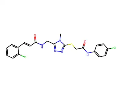 N-[[5-[2-(4-chloroanilino)-2-oxoethyl]sulfanyl-4-methyl-1,2,4-triazol-3-yl]methyl]-3-(2-chlorophenyl)prop-2-enamide structure