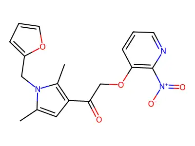 1-[1-(furan-2-ylmethyl)-2,5-dimethylpyrrol-3-yl]-2-(2-nitropyridin-3-yl)oxyethanone structure