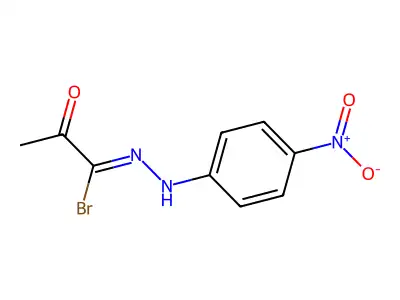 N-(4-nitrophenyl)-2-oxopropanehydrazonoyl bromide structure