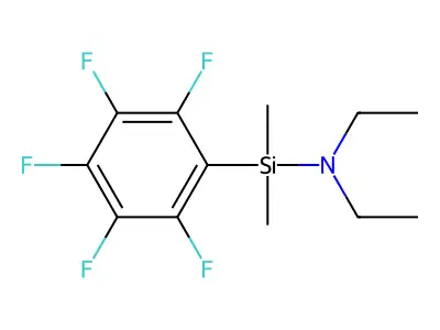 N,N-diethyl-1,1-dimethyl-1-(pentafluorophenyl)silylamine structure