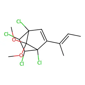 1,4,5,6-Tetrachloro-7,7-dimethoxy-2- bicyclo[2.2.1]hept-2-ene structure