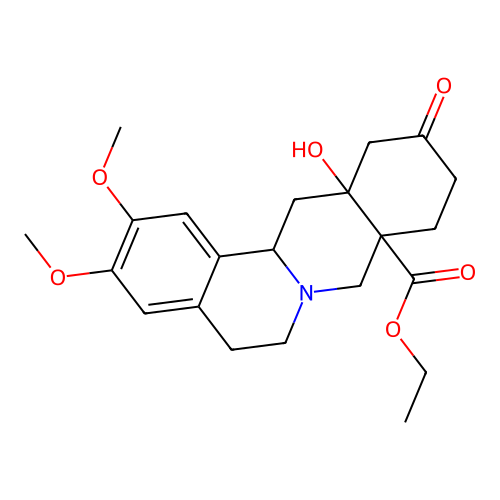 6H-Dibenzo[a,g]quinolizine-8a(8H)-carboxylic acid, 5,9,10,11,12,12a,13,13a-octahydro-12a-hydroxy-2,3-dimethoxy-11-oxo-, ethyl ester structure