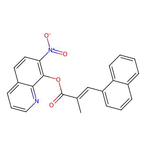 2-Propenoic acid, 2-methyl-3-(1-naphthalenyl)-, 7-nitro-8-quinolinyl ester structure