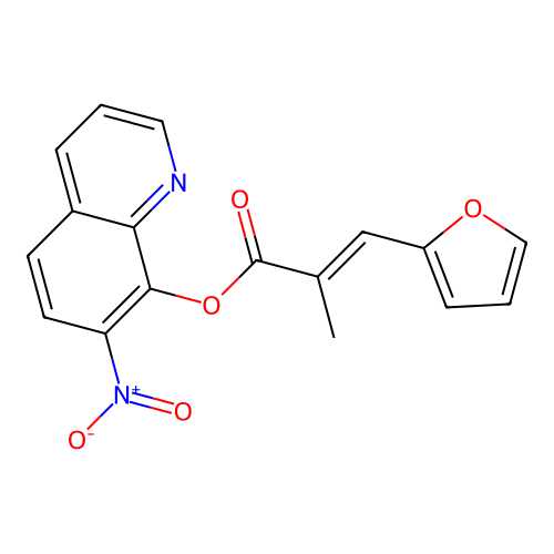 2-Propenoic acid, 3-(2-furanyl)-2-methyl-, 7-nitro-8-quinolinyl ester structure