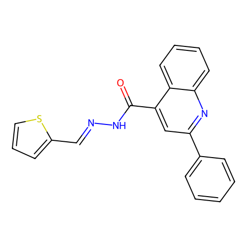 2-phenyl-N'-[(E)-thiophen-2-ylmethylidene]quinoline-4-carbohydrazide structure