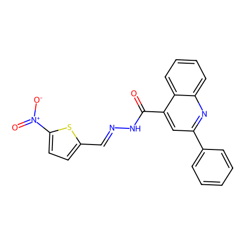 N'-[(E)-(5-nitrothiophen-2-yl)methylidene]-2-phenylquinoline-4-carbohydrazide structure