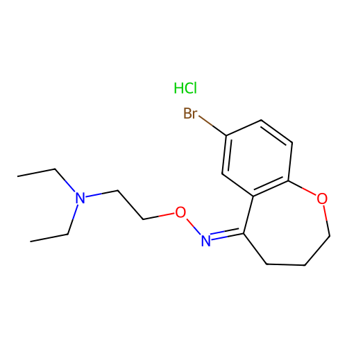 1-Benzoxepin-5(2H)-one, 3,4-dihydro-7-bromo-, O-(2-(diethylamino)ethyl)oxime, monohydrochloride structure