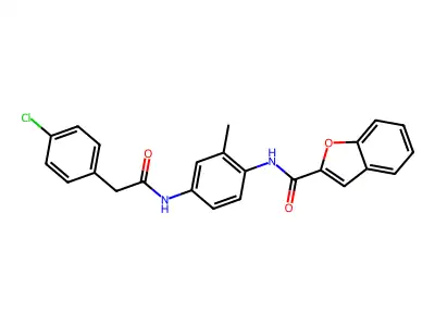 N-(4-{[(4-chlorophenyl)acetyl]amino}-2-methylphenyl)-1-benzofuran-2-carboxamide structure