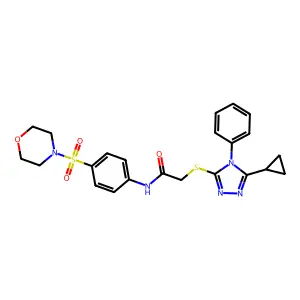 2-[(5-cyclopropyl-4-phenyl-1,2,4-triazol-3-yl)sulfanyl]-N-(4-morpholin-4-ylsulfonylphenyl)acetamide structure
