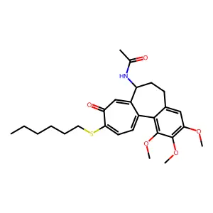 N-(10-hexylsulfanyl-1,2,3-trimethoxy-9-oxo-6,7-dihydro-5H-benzo[a]heptalen-7-yl)acetamide structure