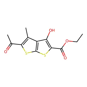 Ethyl 5-acetyl-3-hydroxy-4-methylthieno[2,3-b]thiophene-2-carboxylate structure