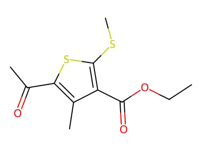 Ethyl 5-acetyl-4-methyl-2-(methylsulfanyl)-3-thiophenecarboxylate structure
