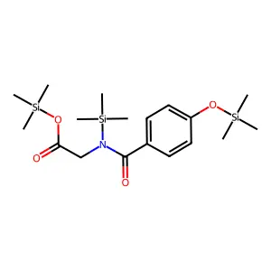 Trimethylsilyl ((trimethylsilyl)(4-[(trimethylsilyl)oxy]benzoyl)amino)acetate structure
