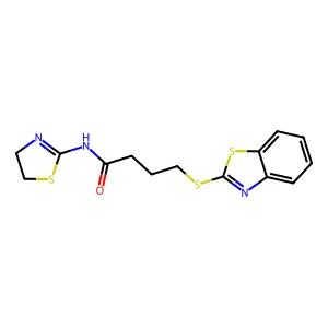4-(1,3-benzothiazol-2-ylsulfanyl)-N-(4,5-dihydro-1,3-thiazol-2-yl)butanamide structure