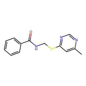 N-[[(6-methyl-4-pyrimidinyl)thio]methyl]benzamide structure