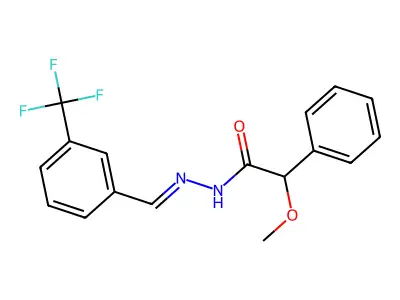 2-methoxy-2-phenyl-N'-{(E)-[3-(trifluoromethyl)phenyl]methylidene}acetohydrazide structure