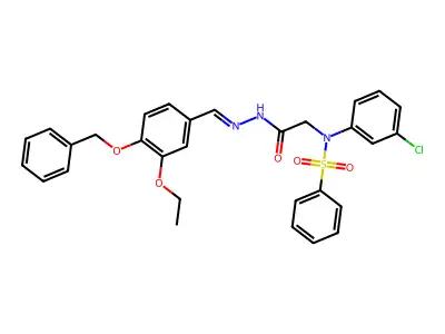2-[N-(benzenesulfonyl)-3-chloroanilino]-N-[(E)-(3-ethoxy-4-phenylmethoxyphenyl)methylideneamino]acetamide structure
