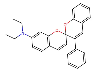 2,2'-Spirobi[2H-1-benzopyran]-7-amine, N,N-diethyl-3'-phenyl- structure