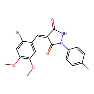(4Z)-4-[(2-bromo-4,5-dimethoxyphenyl)methylidene]-1-(4-iodophenyl)pyrazolidine-3,5-dione structure