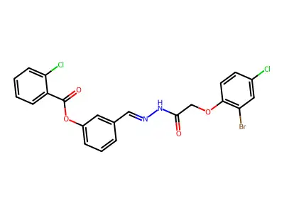 3-[(E)-{2-[(2-bromo-4-chlorophenoxy)acetyl]hydrazinylidene}methyl]phenyl 2-chlorobenzoate structure