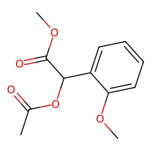 Benzeneacetic acid, alpha-(acetyloxy)-2-methoxy-, methyl ester structure