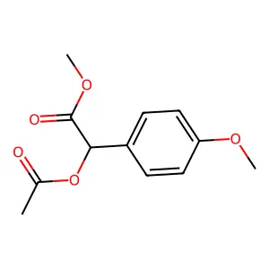 Benzeneacetic acid, alpha-(acetyloxy)-4-methoxy-, methyl ester structure