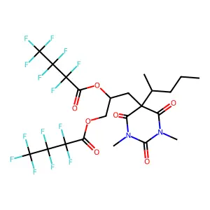 Butanoic acid, heptafluoro-, 1-[[hexahydro-1,3-dimethyl-5-(1-methylbutyl)-2,4,6-trioxo-5-pyrimidinyl]methyl]-1,2-ethanediyl ester structure