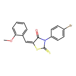 (Z)-3-(4-bromophenyl)-5-(2-methoxybenzylidene)-2-thioxothiazolidin-4-one structure