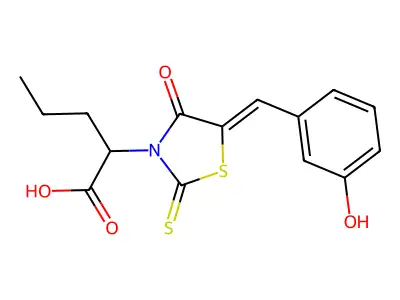 2-(5-(3-Hydroxybenzylidene)-4-oxo-2-thioxo-1,3-thiazolidin-3-YL)pentanoic acid structure