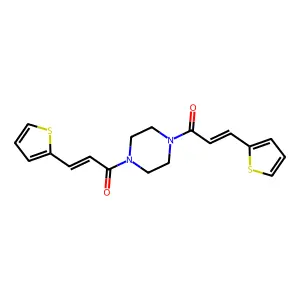 Piperazine, 1,4-bis[1-oxo-3-(2-thienyl)-2-propenyl]- structure