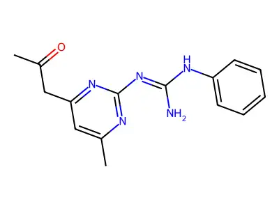 2-[4-Methyl-6-(2-oxopropyl)pyrimidin-2-yl]-1-phenylguanidine structure
