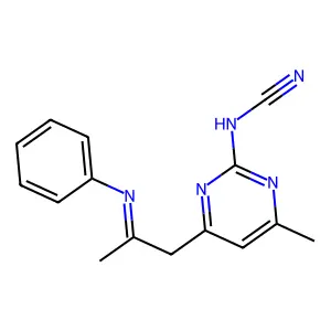 [4-Methyl-6-(2-phenyliminopropyl)pyrimidin-2-yl]cyanamide structure