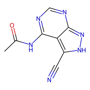 N-(3-cyano-2H-pyrazolo[3,4-d]pyrimidin-4-yl)acetamide structure