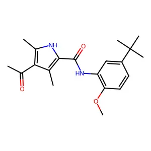4-acetyl-N-(5-tert-butyl-2-methoxyphenyl)-3,5-dimethyl-1H-pyrrole-2-carboxamide structure