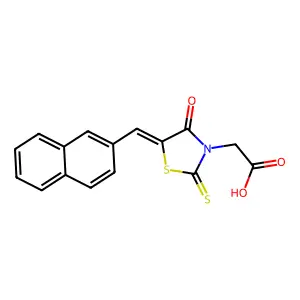 [5-(2-Naphthylmethylene)-4-oxo-2-thioxo-1,3-thiazolidin-3-yl]acetic acid structure