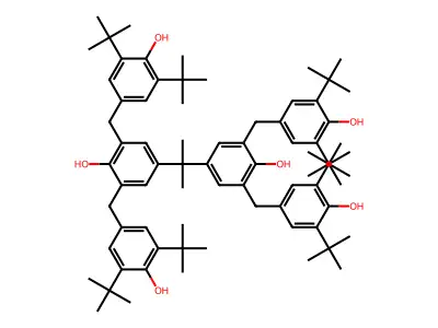 4,4',4'',4'''-((propane-2,2-diylbis(2-hydroxybenzene-5,3,1-triyl))tetrakis(methylene))tetrakis(2,6-di-tert-butylphenol) structure