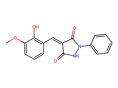 (4e)-4-(2-Hydroxy-3-methoxybenzylidene)-1-phenylpyrazolidine-3,5-dione structure