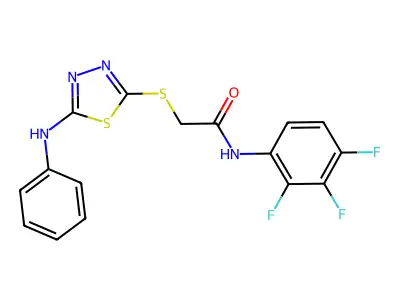 2-[(5-anilino-1,3,4-thiadiazol-2-yl)sulfanyl]-N-(2,3,4-trifluorophenyl)acetamide structure